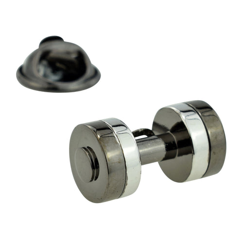 2 Tone Dumbell Lapel Pin Badge 1