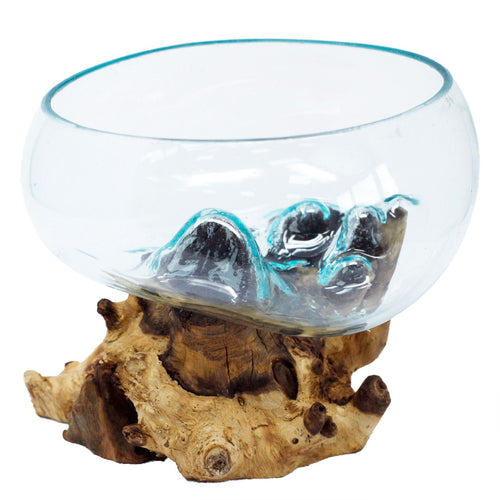 Molten Glass Open Bowl Large on Wood