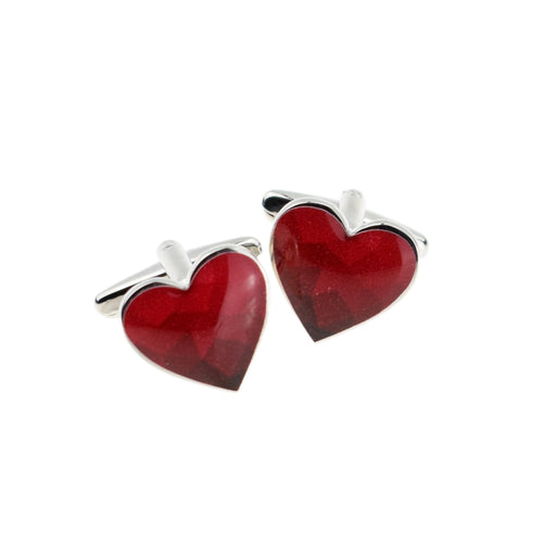 Geometric Design Red Heart Cufflinks