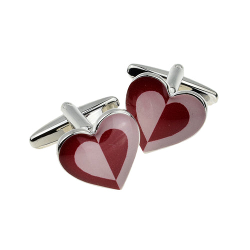 Two Tone Red Pink Heart Shaped Cufflinks