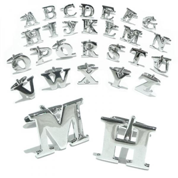 Monogram Alphabet Letters Rhodum Plated Cufflinks | Ashton and Finch