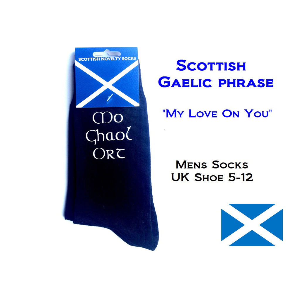 Scots Celtic Socks Gaelic Phrase "My Love On You"| Ashton and Finch