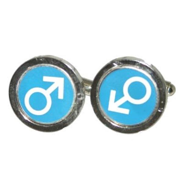 Blue & White Male Sign Cufflinks | Ashton and Finch