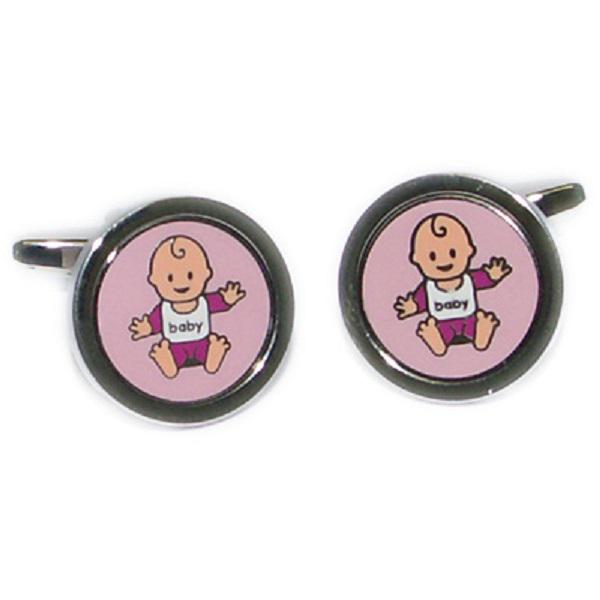 Pink Girl baby Christening Cufflinks for Dad | Ashton and Finch
