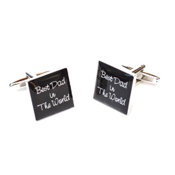 Best Dad in the World Black Square Nevision Wedding Text Square Cufflinks | Ashton and Finch