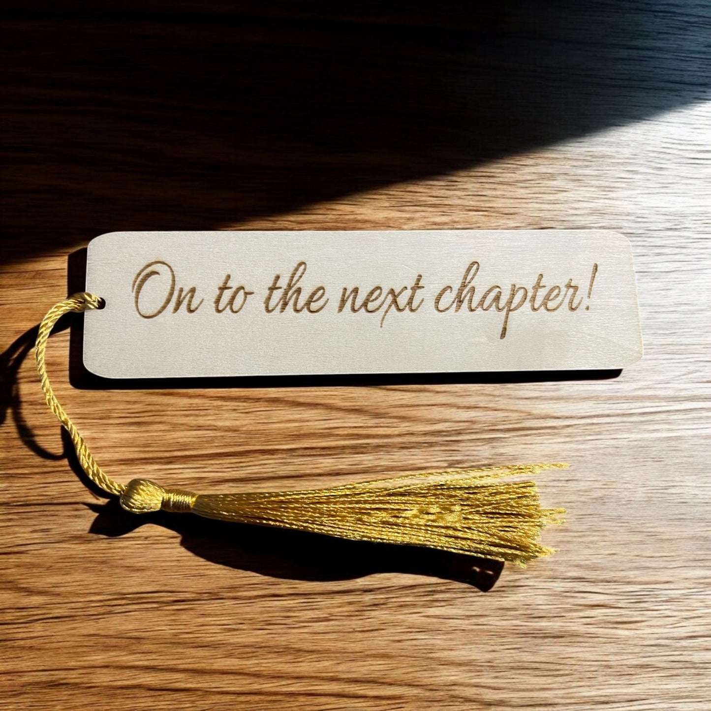 Engraved Wooden "On to the Next Chapter" Bookmark Thoughtful Gift | Ashton and Finch