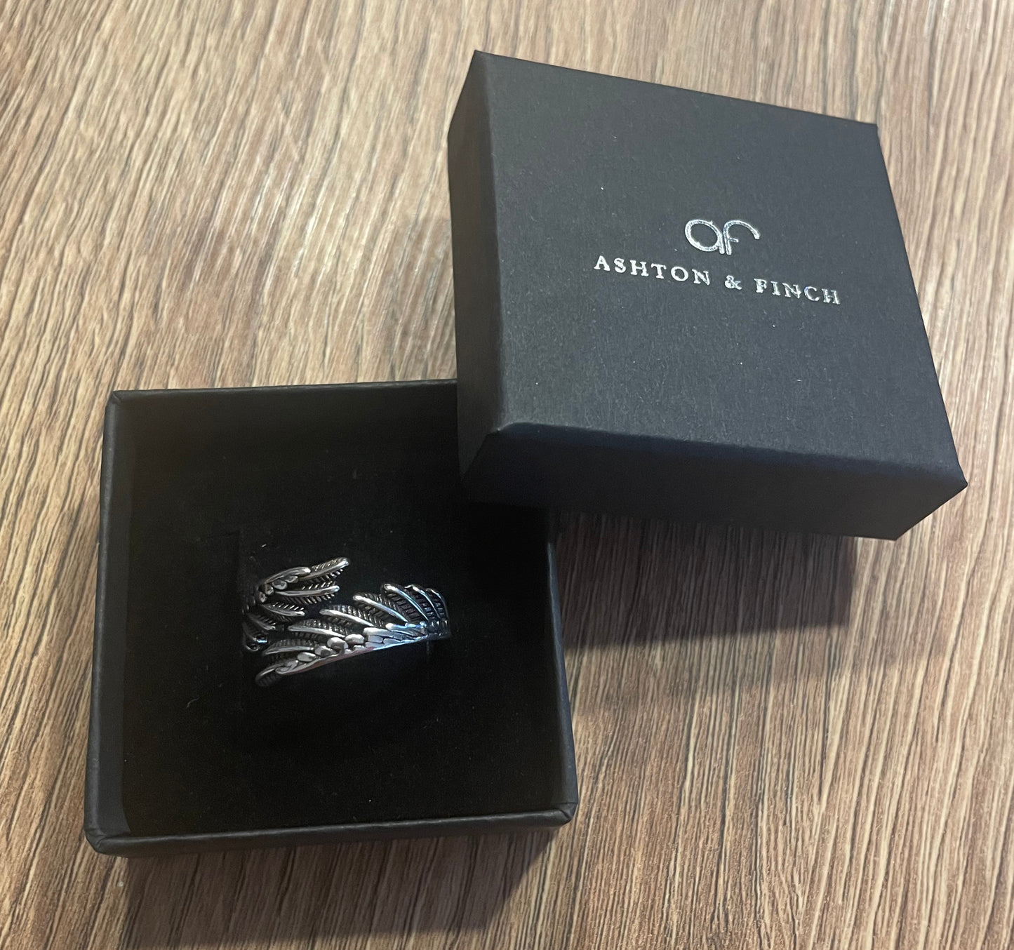 925 Sterling Silver Feather Adjustable Ring for Women