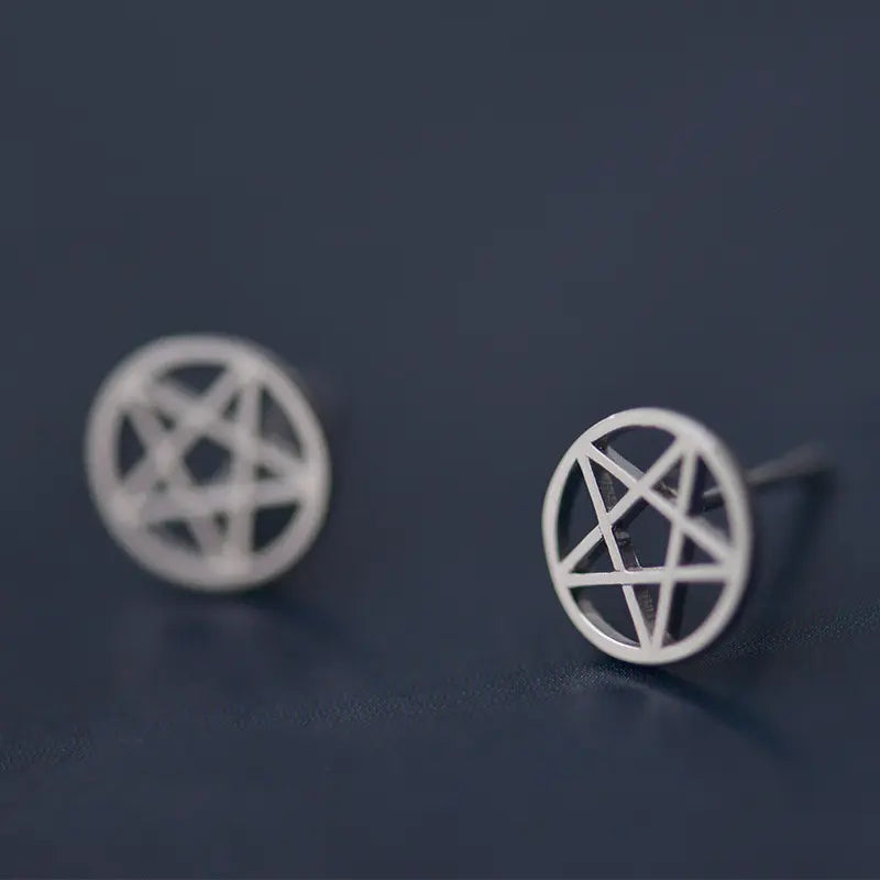 Pentagram Earrings Stud 925 Silver | Ashton and Finch