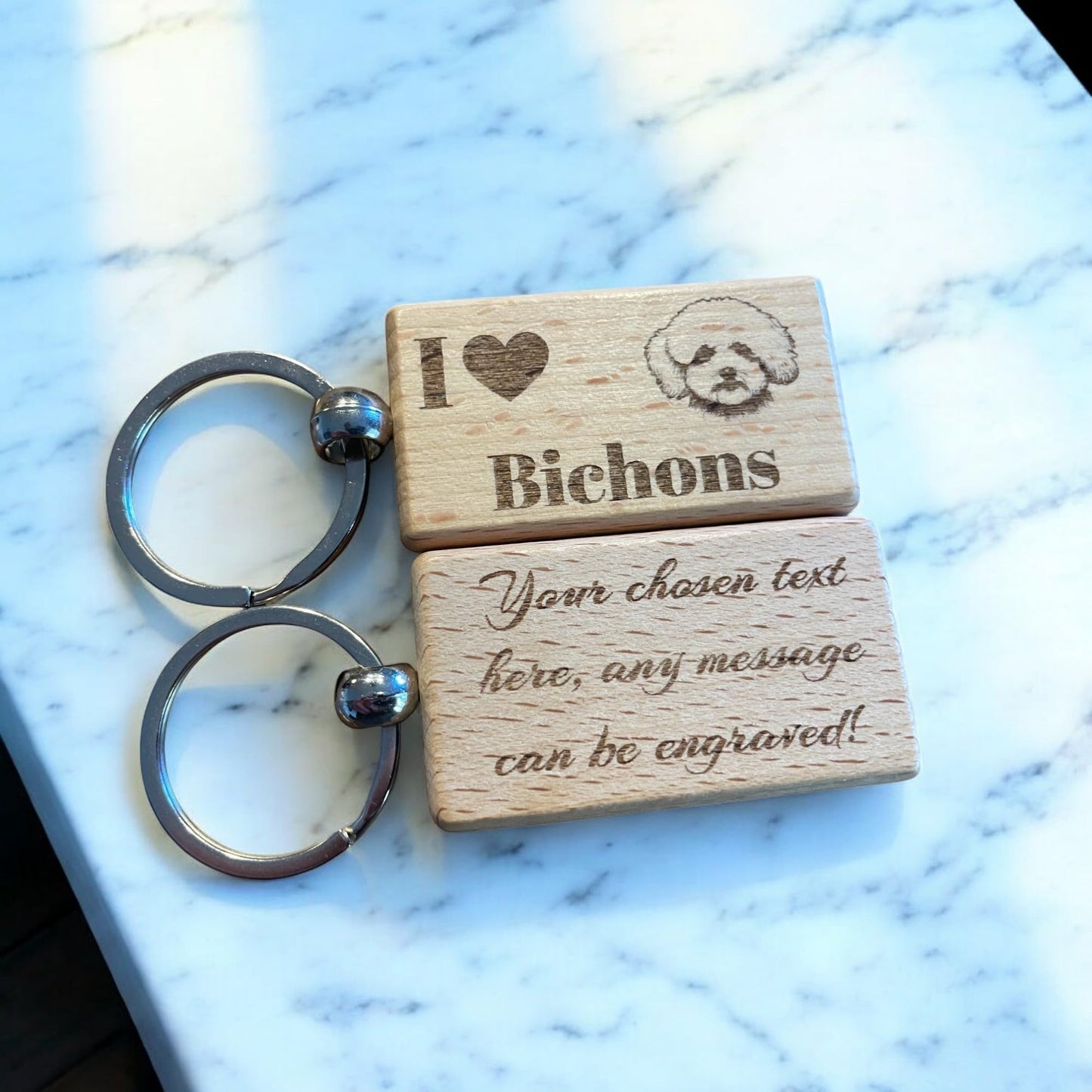 Personalised Wooden Bichon Keyring Dog Lover Gift | Ashton and Finch