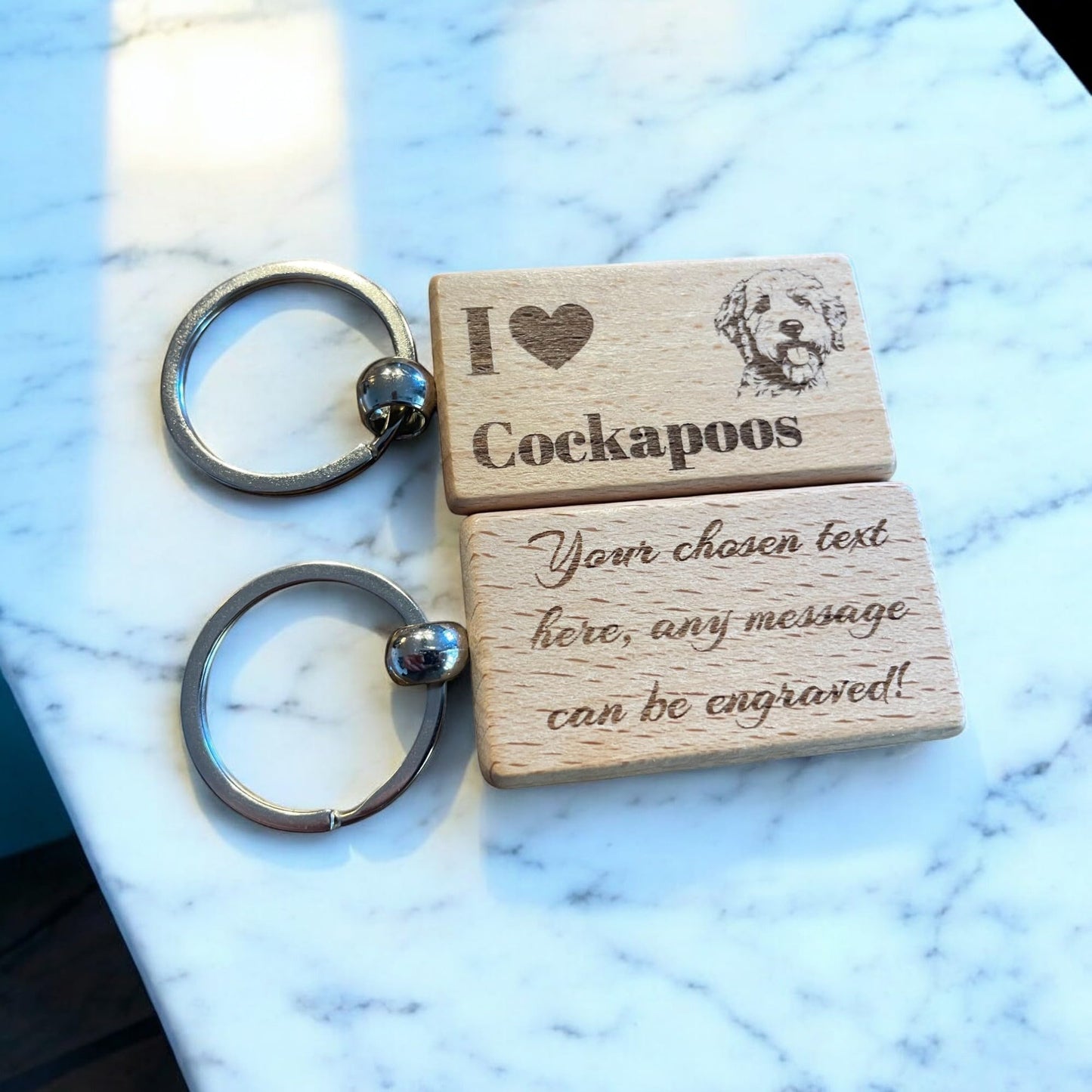 Personalised Wooden Cockapoo Keyring Dog Lover Gift | Ashton and Finch