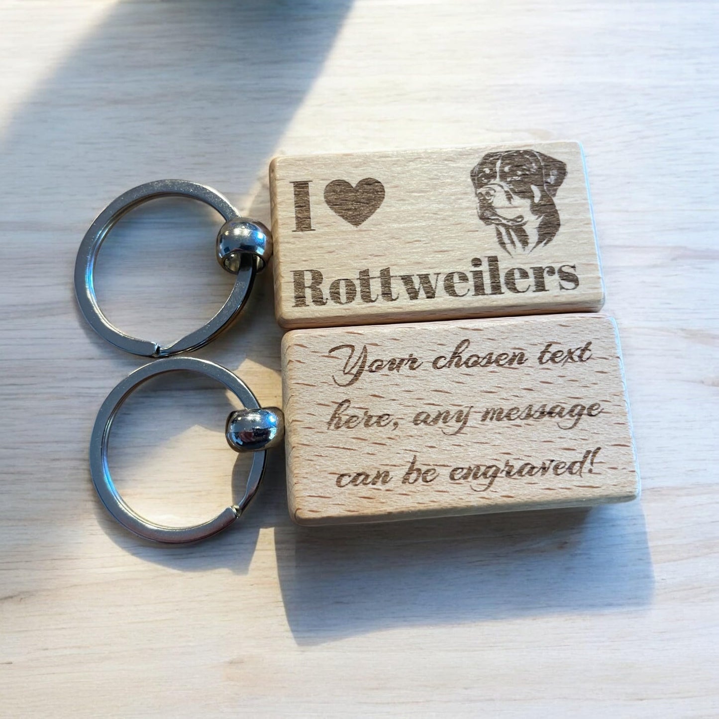 Personalised Wooden Rottweiler Keyring Dog Lover Gift | Ashton and Finch