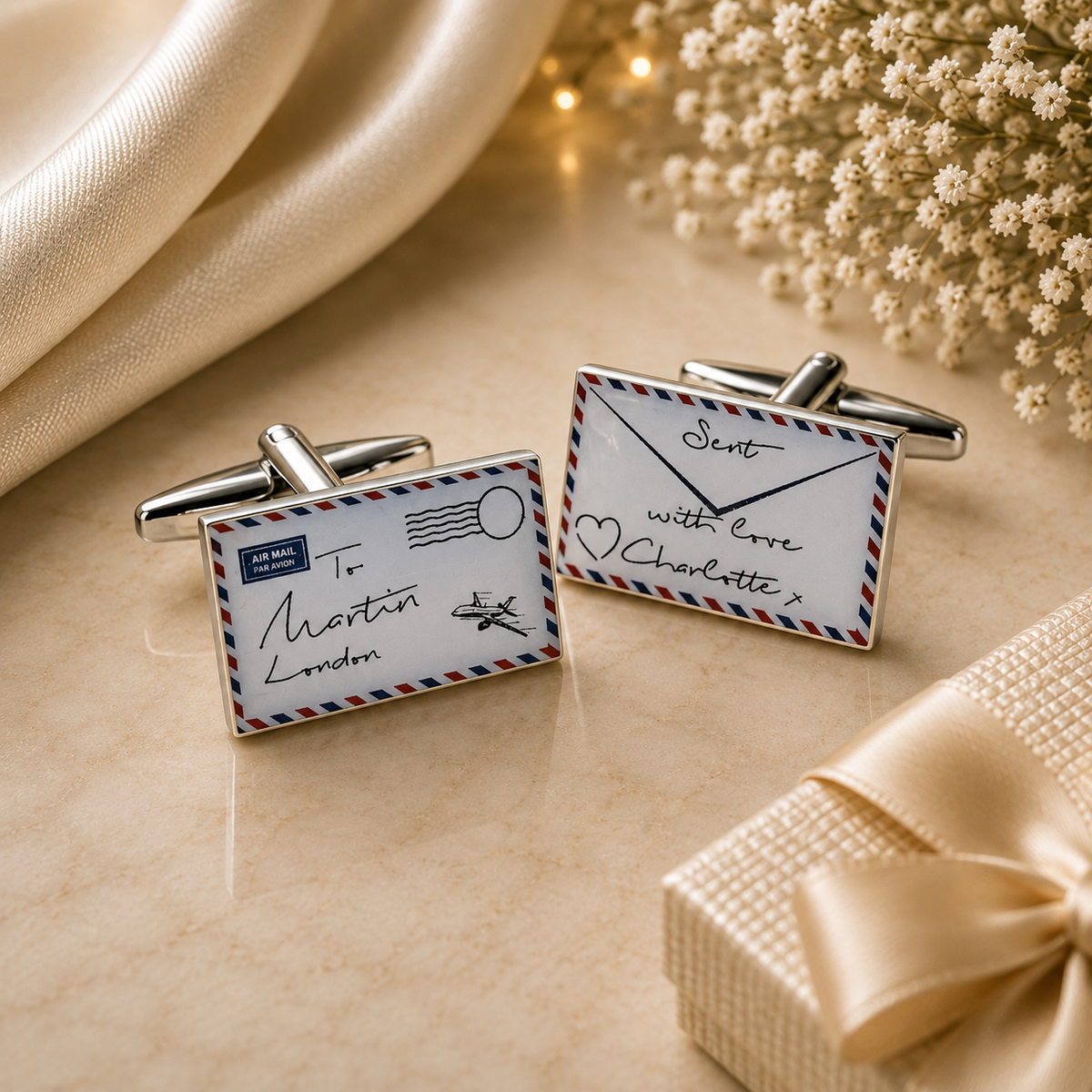Personalised Air Mail Wedding Cufflinks