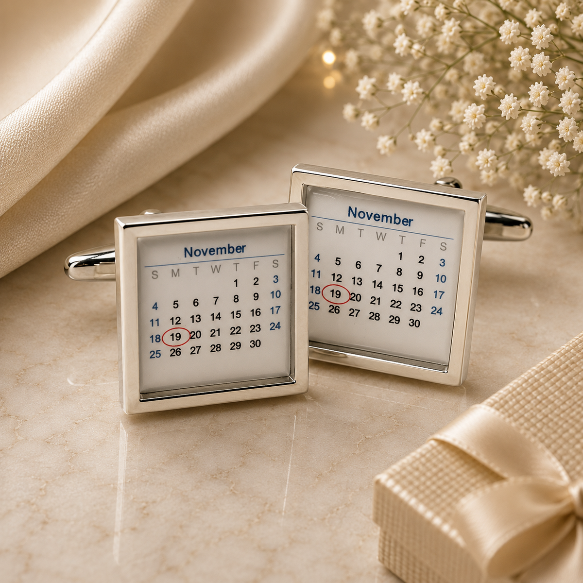 Personalised Calendar Date Wedding Cufflinks