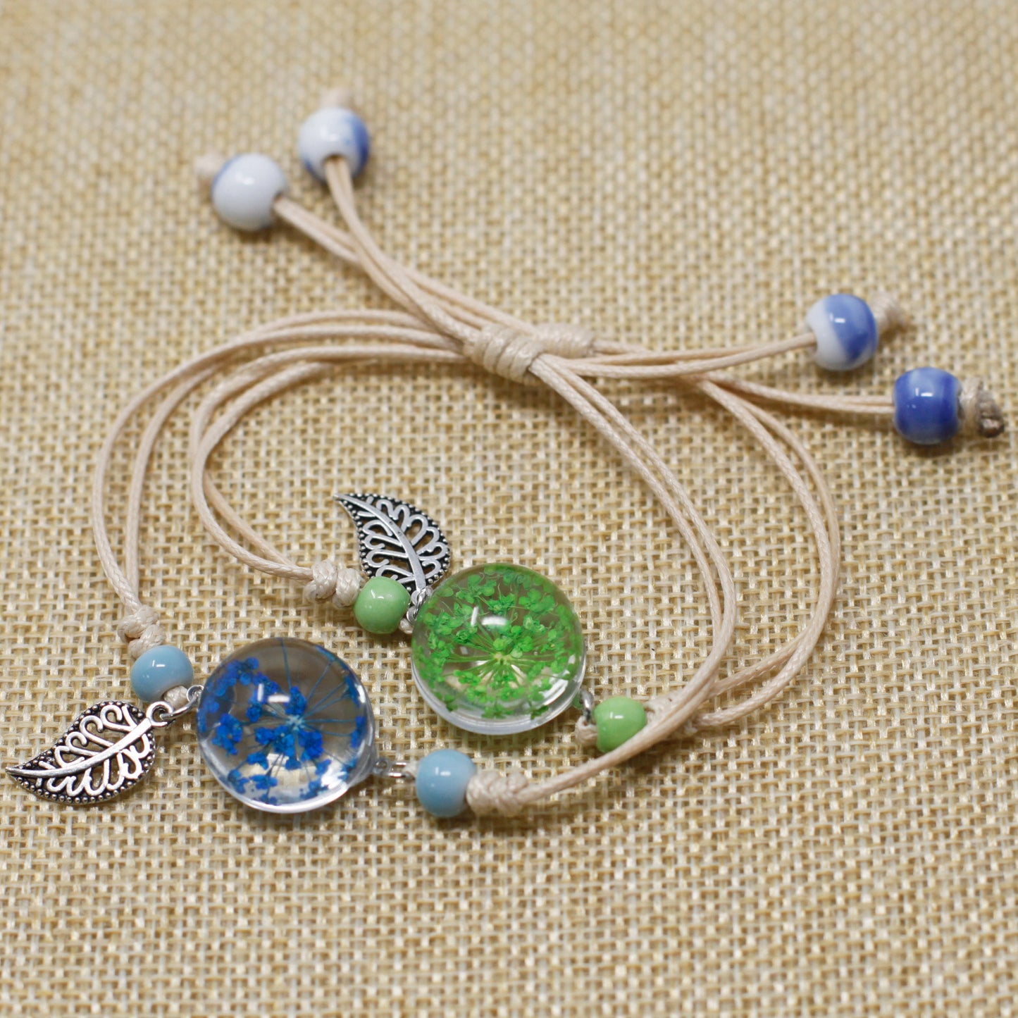Pressed Flowers Pretty Flower and Leaf Bracelet