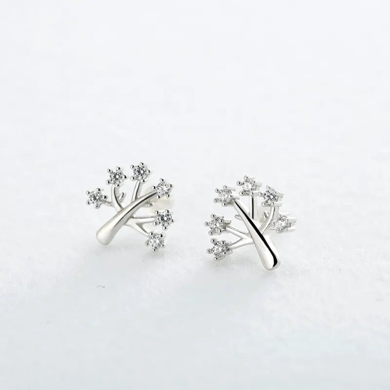 Tree Earrings With Zirconia Crystals Stud 925 Silver | Ashton and Finch