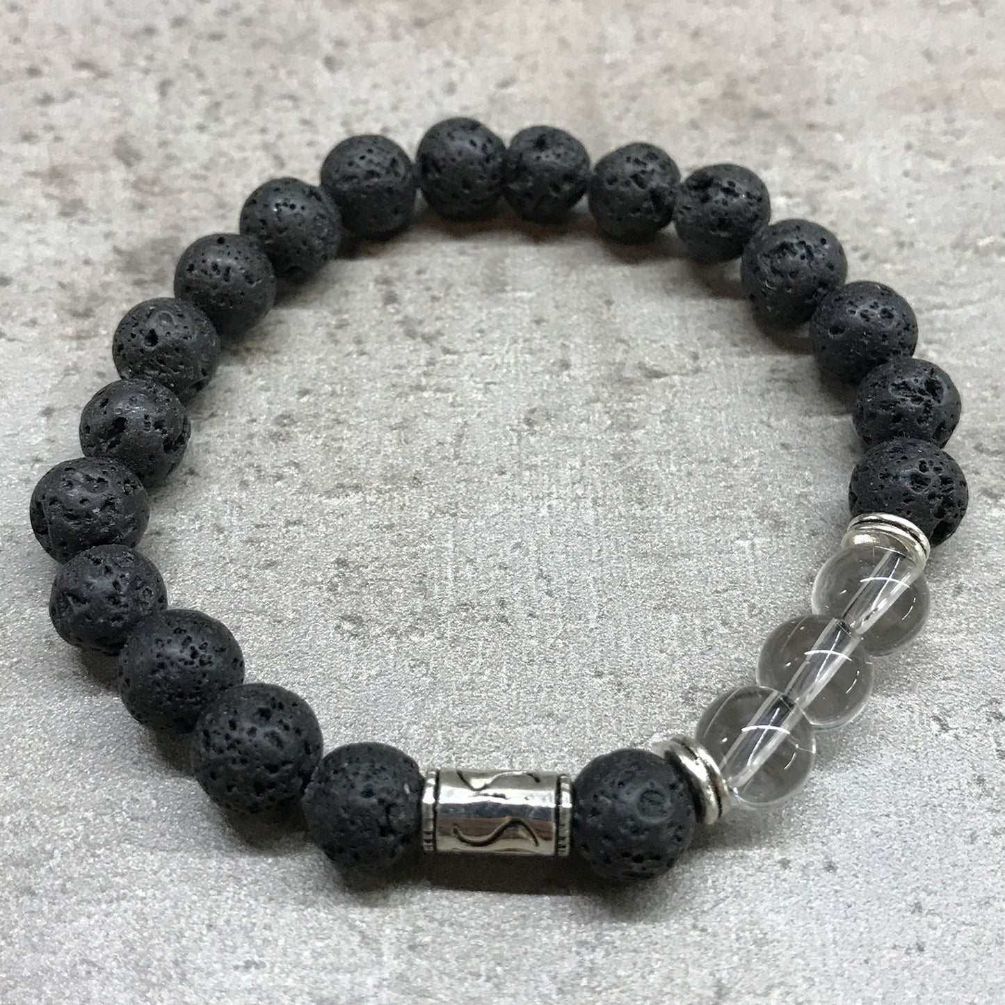 Tribal Rock Quartz Lava Stone Bracelet
