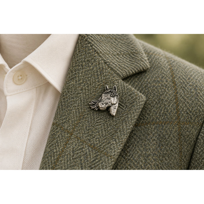 Horses Head English Pewter Lapel Pin Badge 1