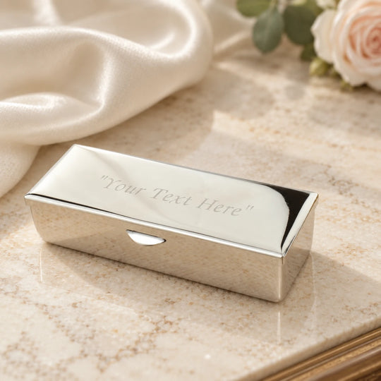 Personalised Silver Finish Lipstick Holder with Mirror