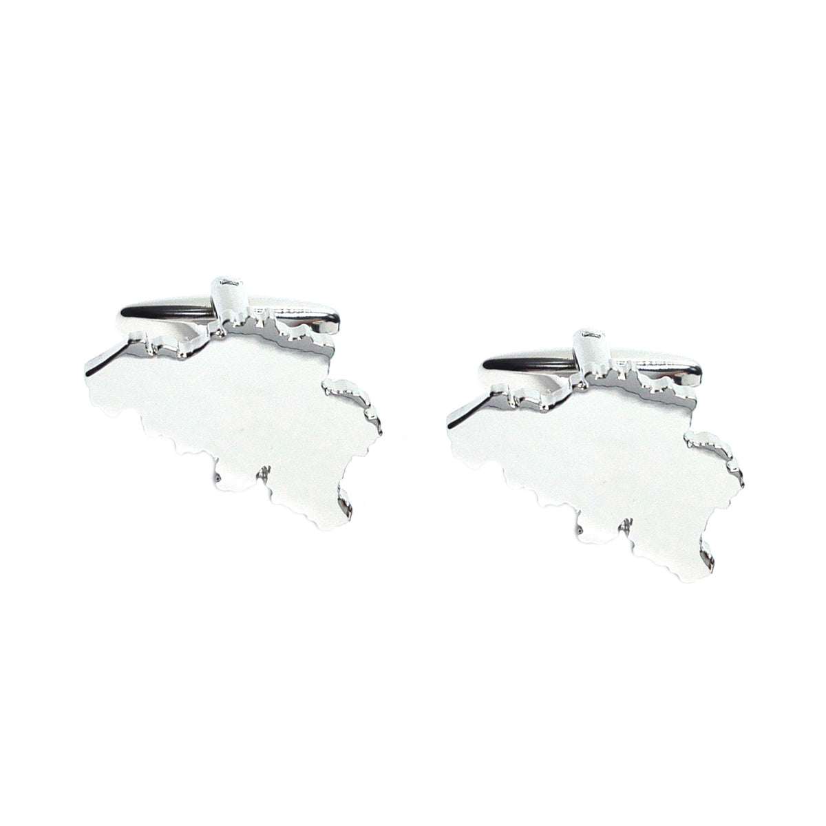 Outline Map of Belgium Rhodium Plated Cufflinks | Ashton and Finch