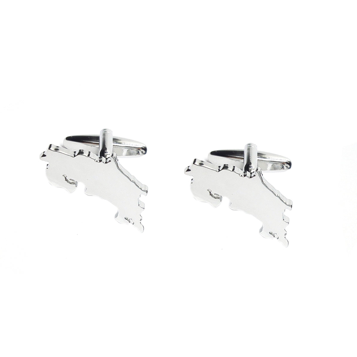 Outline Map of Costa Rica Rhodium Plated Cufflinks | Ashton and Finch