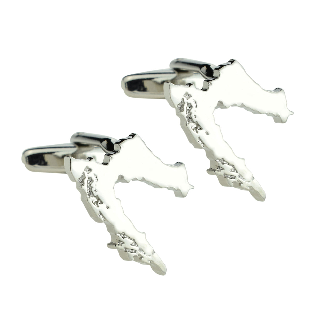 Outline Map of Croatia Rhodium Plated Cufflinks | Ashton and Finch
