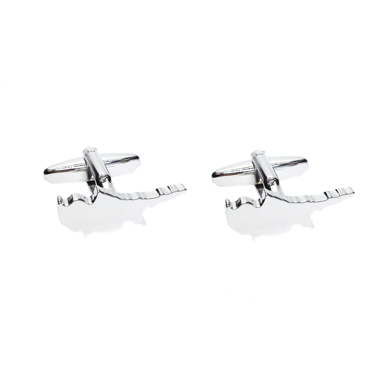 Outline Map of Cyprus Rhodium Plated Cufflinks | Ashton and Finch