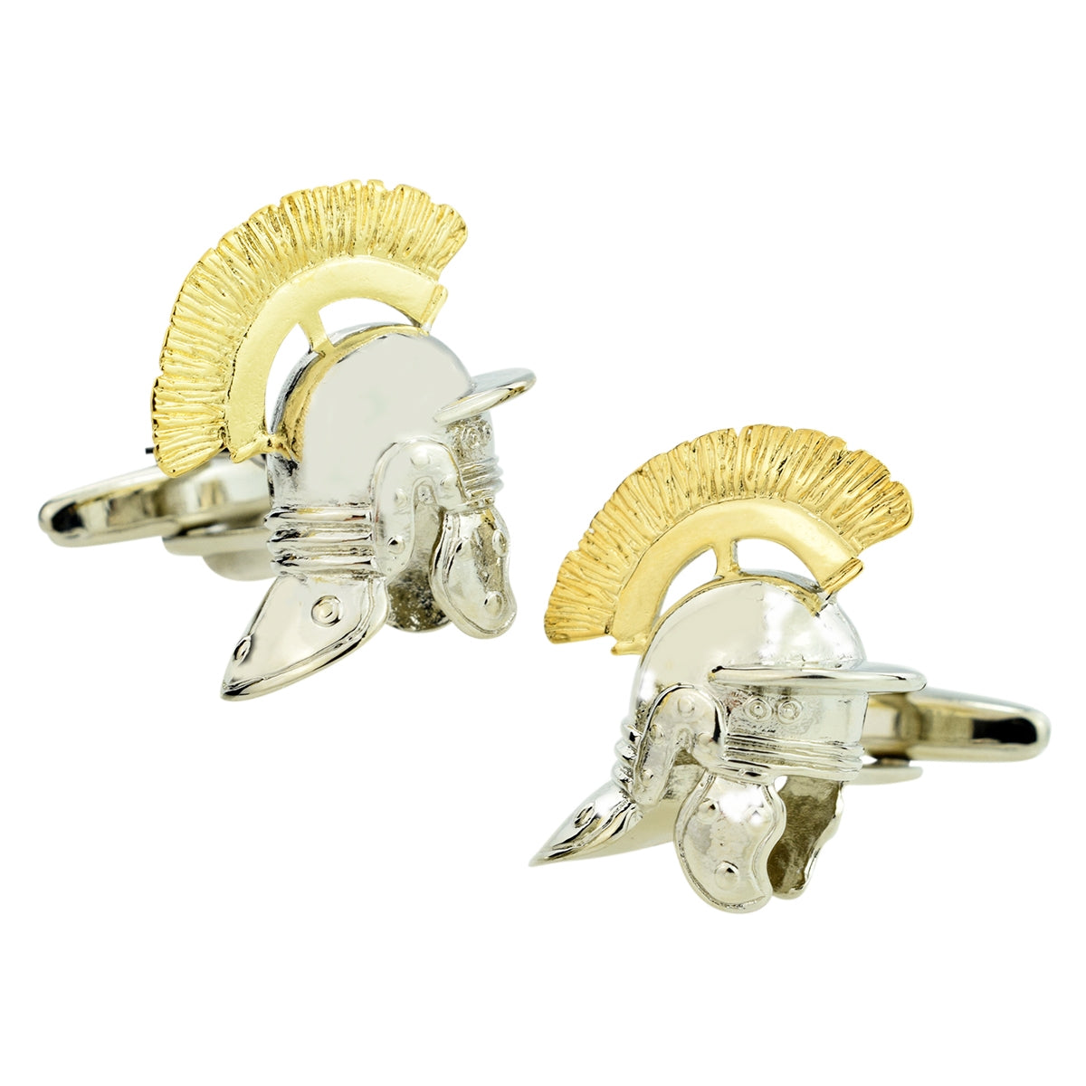 Two Tone Rhodium & Gold Plated Roman Helmet Cufflinks | Ashton and Finch