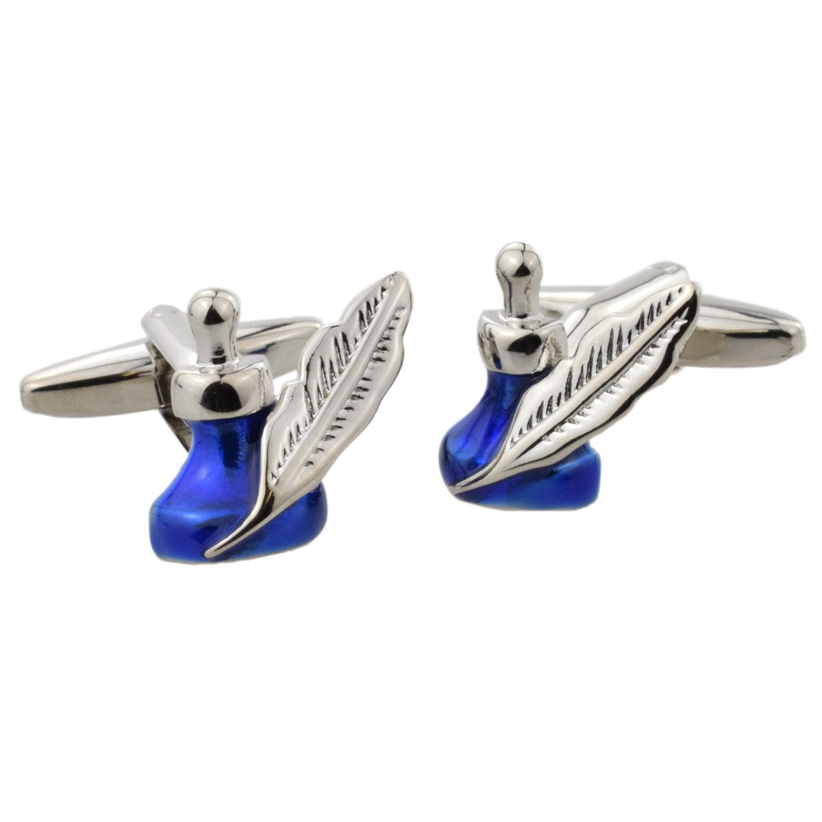Rhodium Plated Ink bottle Quill Pen Cufflinks | Ashton and Finch