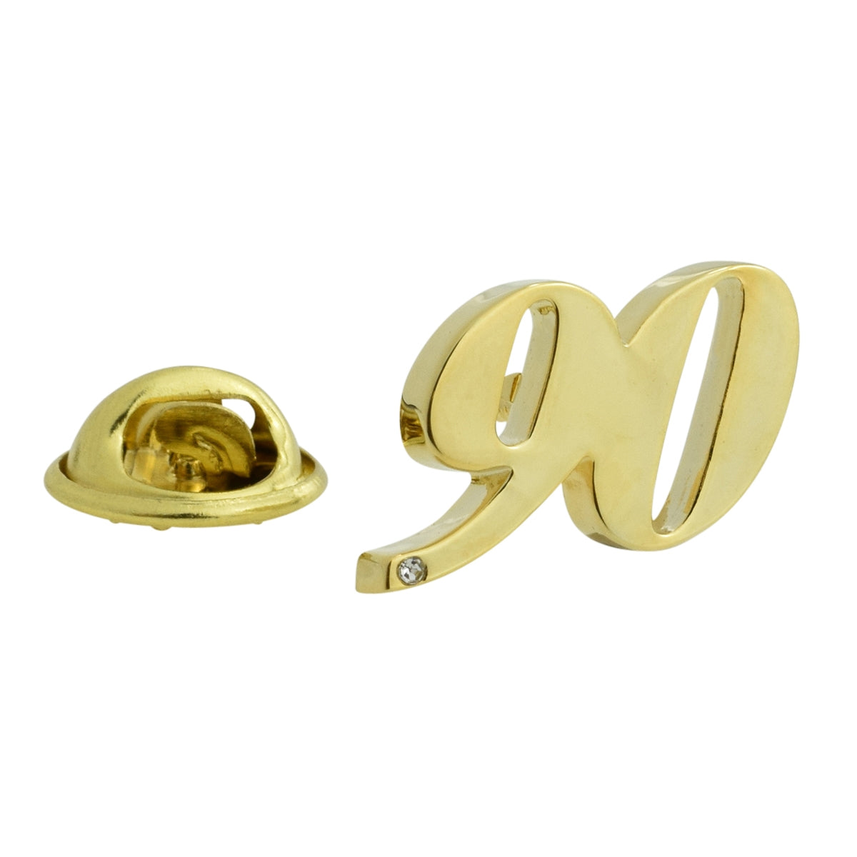Gold Plated 90 Lapel Pin Badge with crystal decoration (AJTP25)