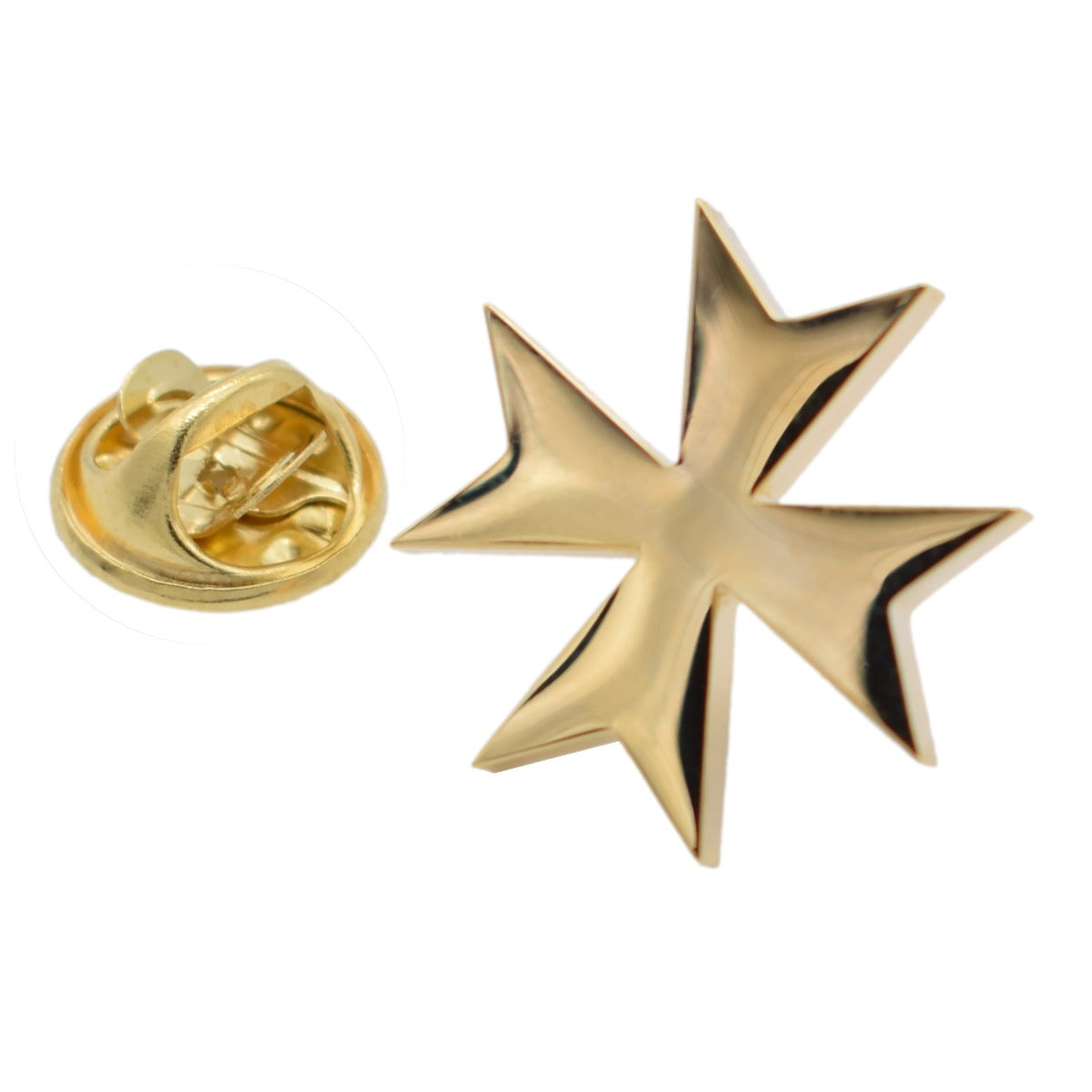 Gold Plated Maltese Cross Lapel Pin Badge