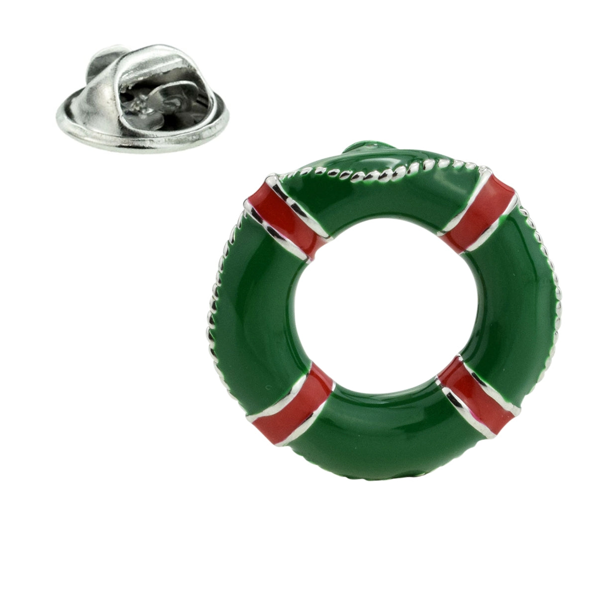 Green Lifebuoy / Life Belt Lapel Pin Badge