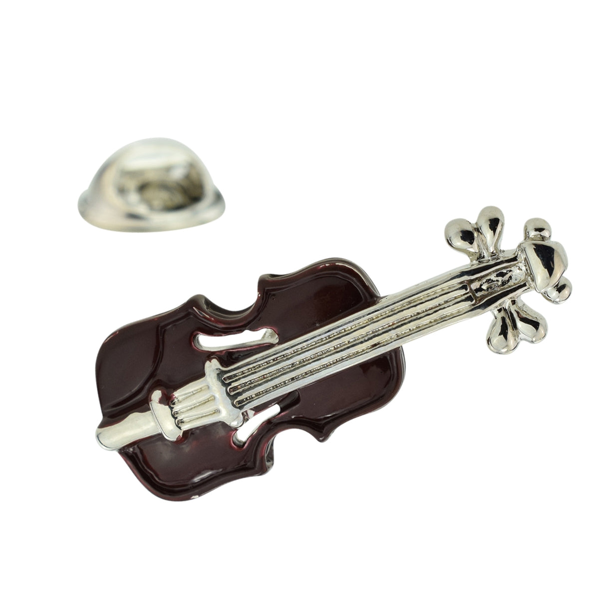 Brown Violin, music instrument, Lapel Pin Badge