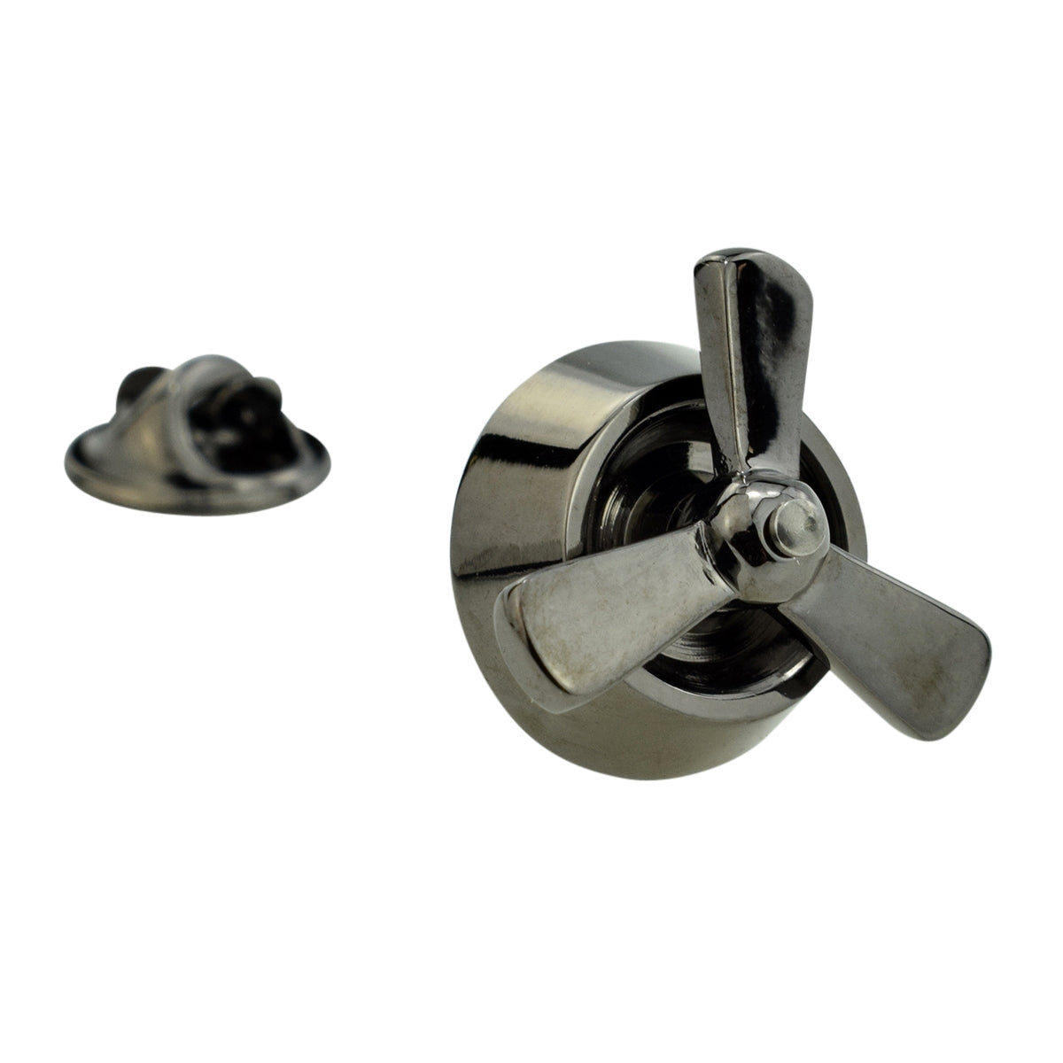 Gunmetal Planes Propeller Lapel Pin Badge