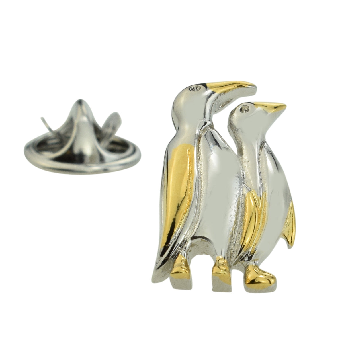 Two Tone Gold & Silver Penguins Lapel Pin Badge