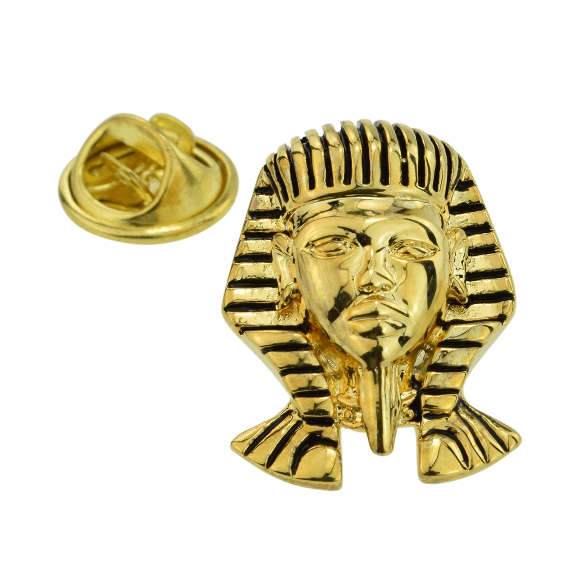 Detailed Gold Plated Pharoah King Tut Mask Lapel Pin Badge