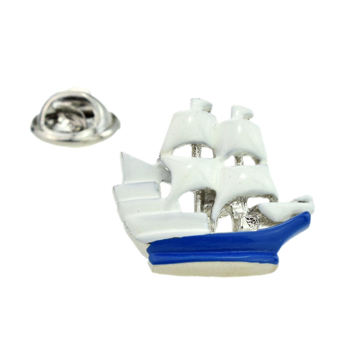 Blue & White Galleon Lapel Pin Badge