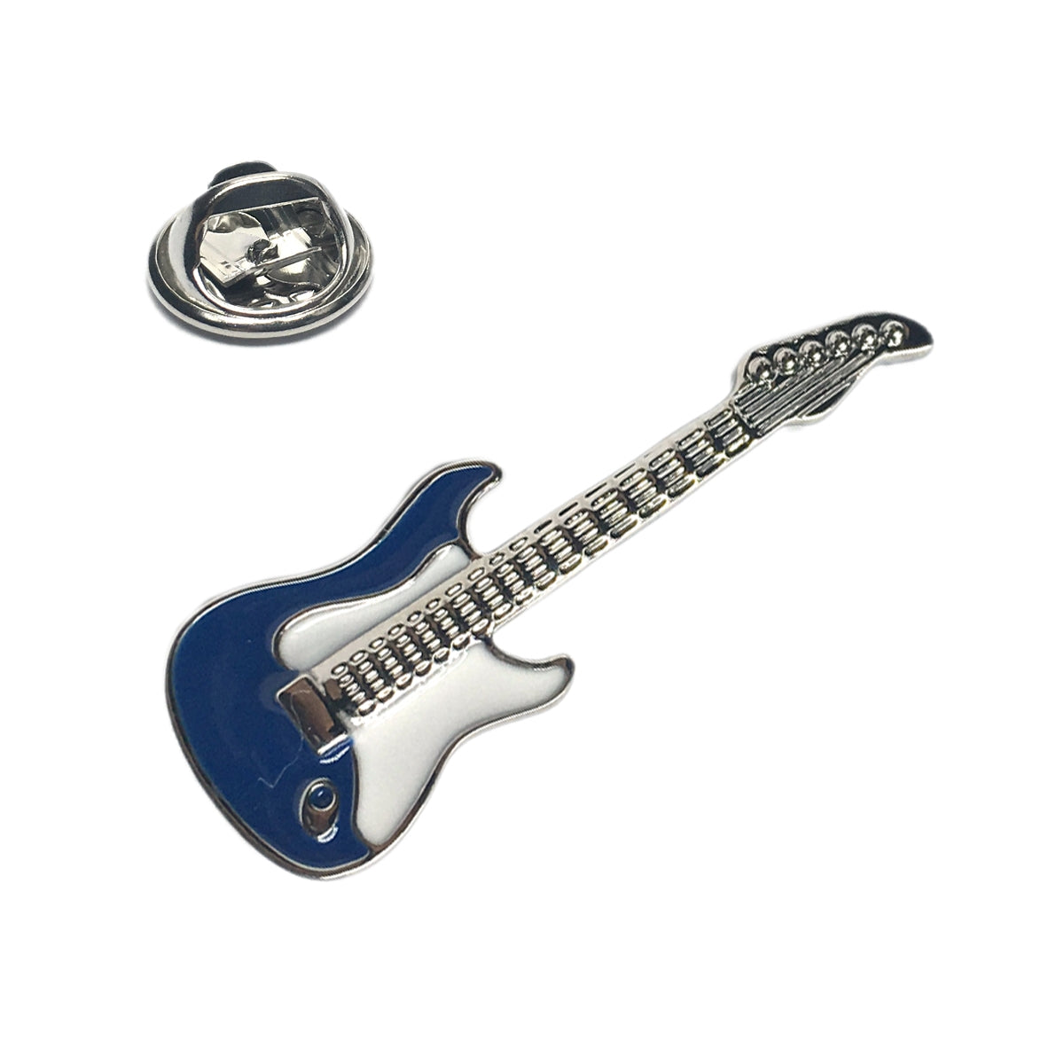 Blue Electric Guitar Music Lapel Pin Badge