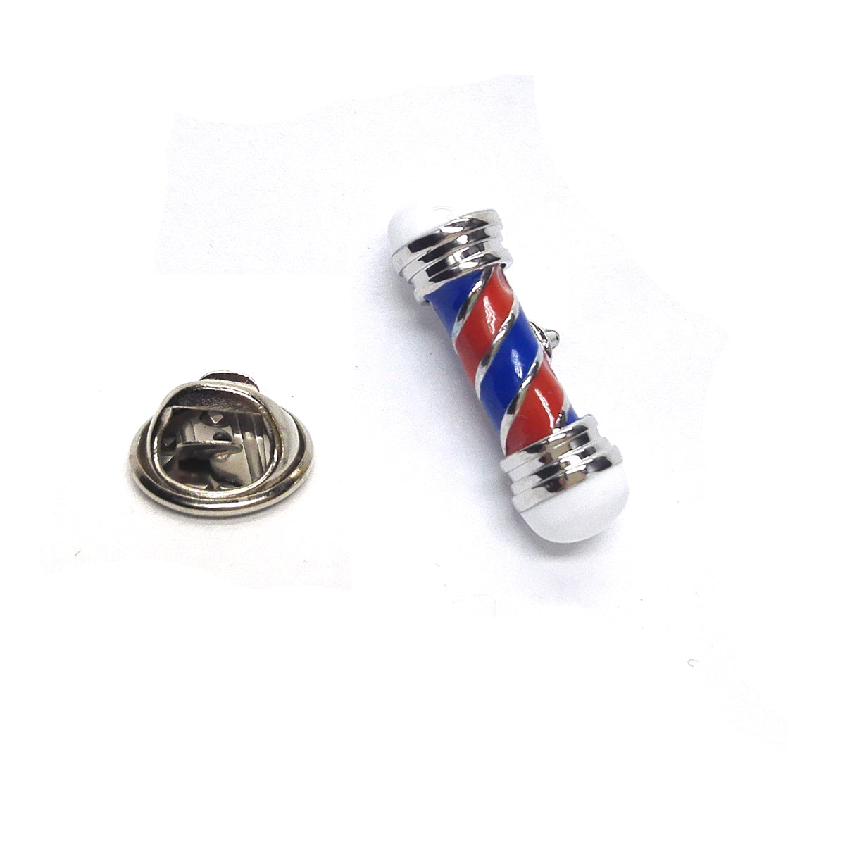 Red & Blue Barbers Pole Lapel Pin Badge