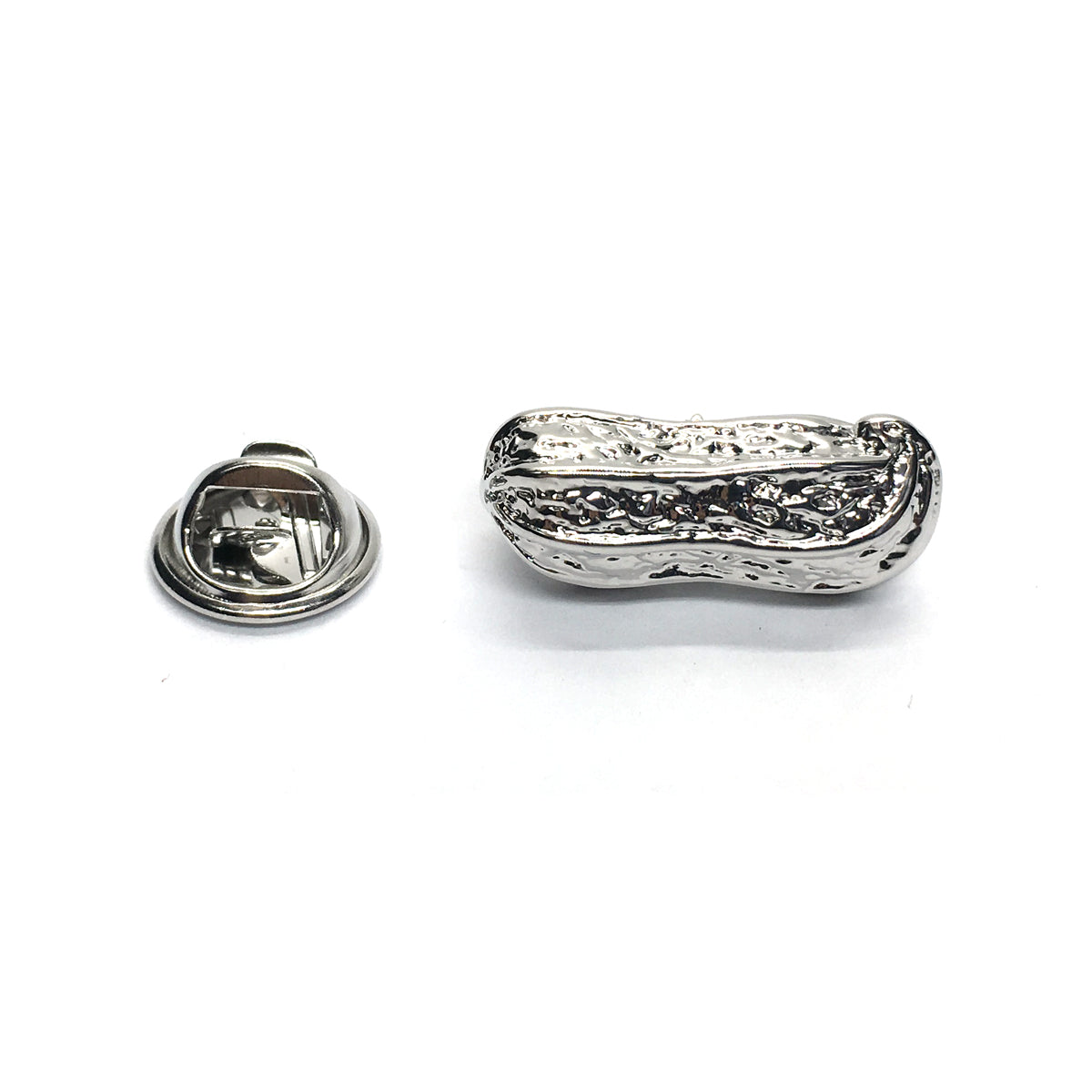 Rhodium Plated Peanut in Shell Lapel Pin Badge