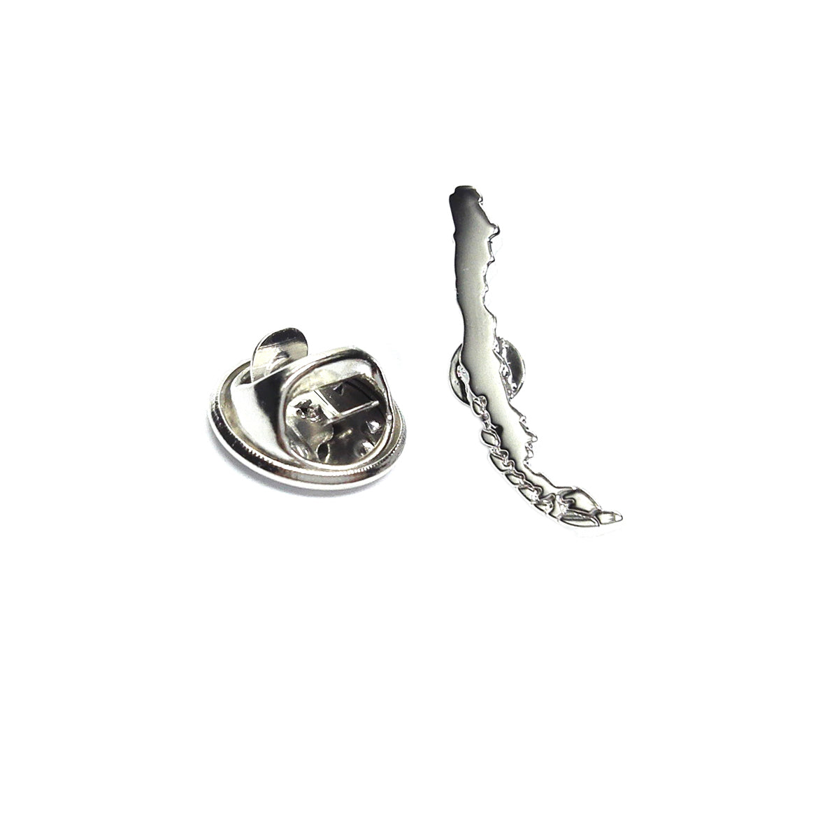 Outline Map of Chile Rhodium Plated Lapel Tie Pin