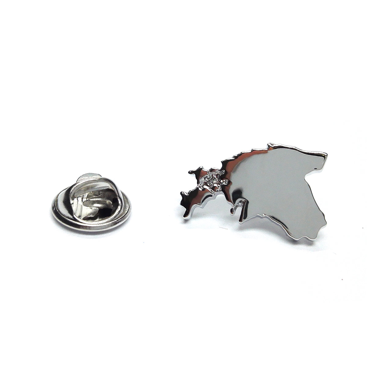 Outline Map of Estonia Rhodium Plated Lapel Tie Pin