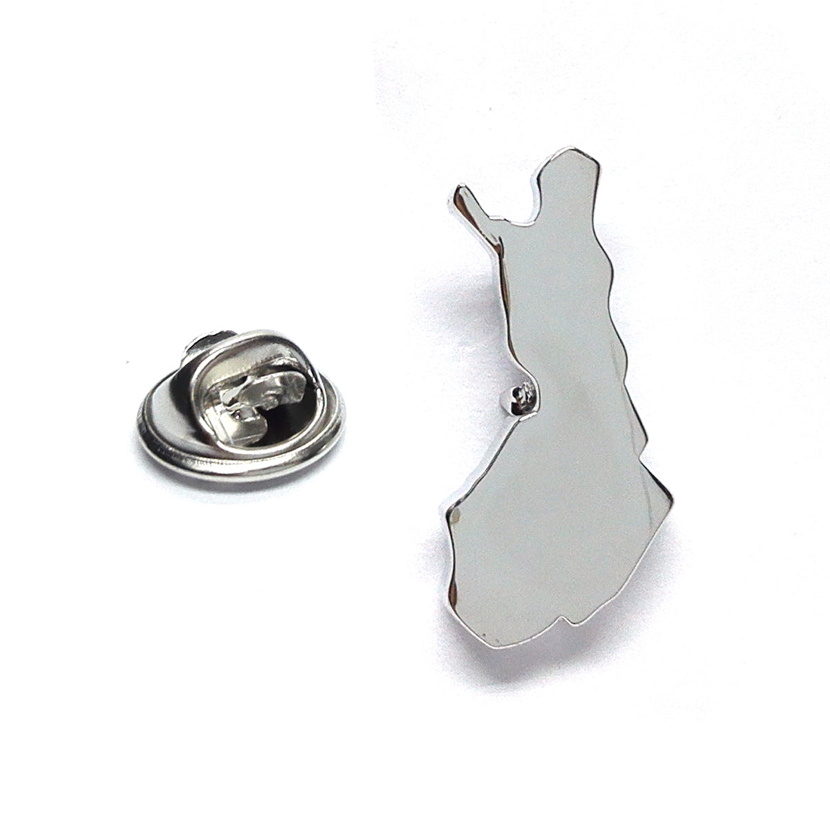 Outline Map of Finland Rhodium Plated Lapel Tie Pin