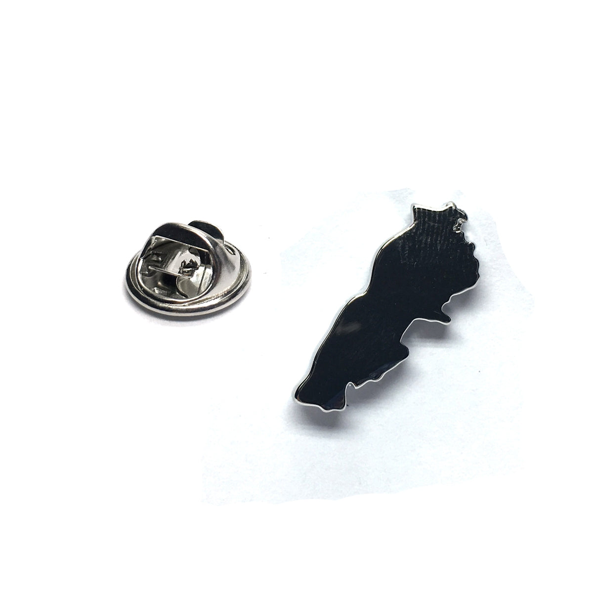 Outline Map of Lebanon Rhodium Plated Lapel Pin Badge
