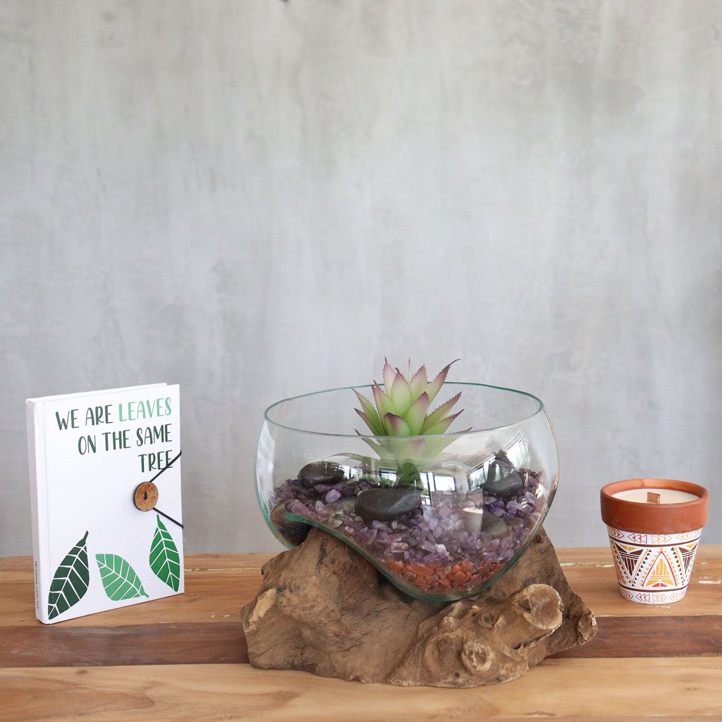 Molten Glass on Wood Open Bowl Large 20cm