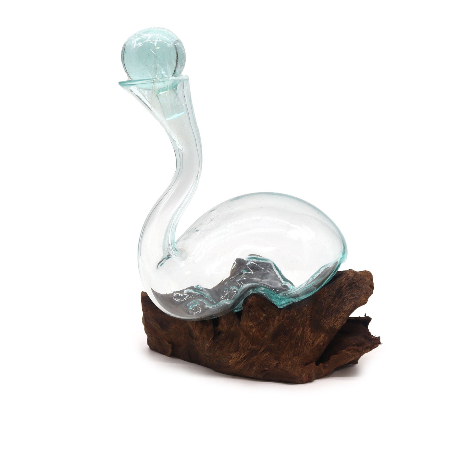 Molten Glass on Wood Wine Decanter 1L