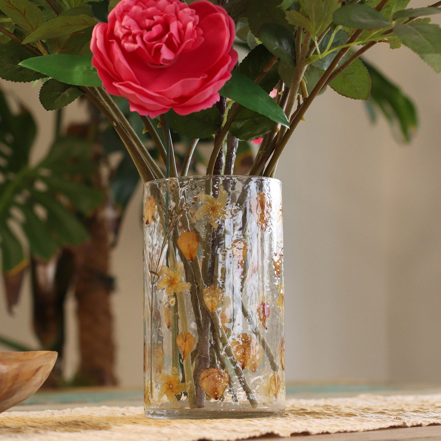 Floral Glass Candle Holder – Rosa Tall Vase (19 x 11cm)