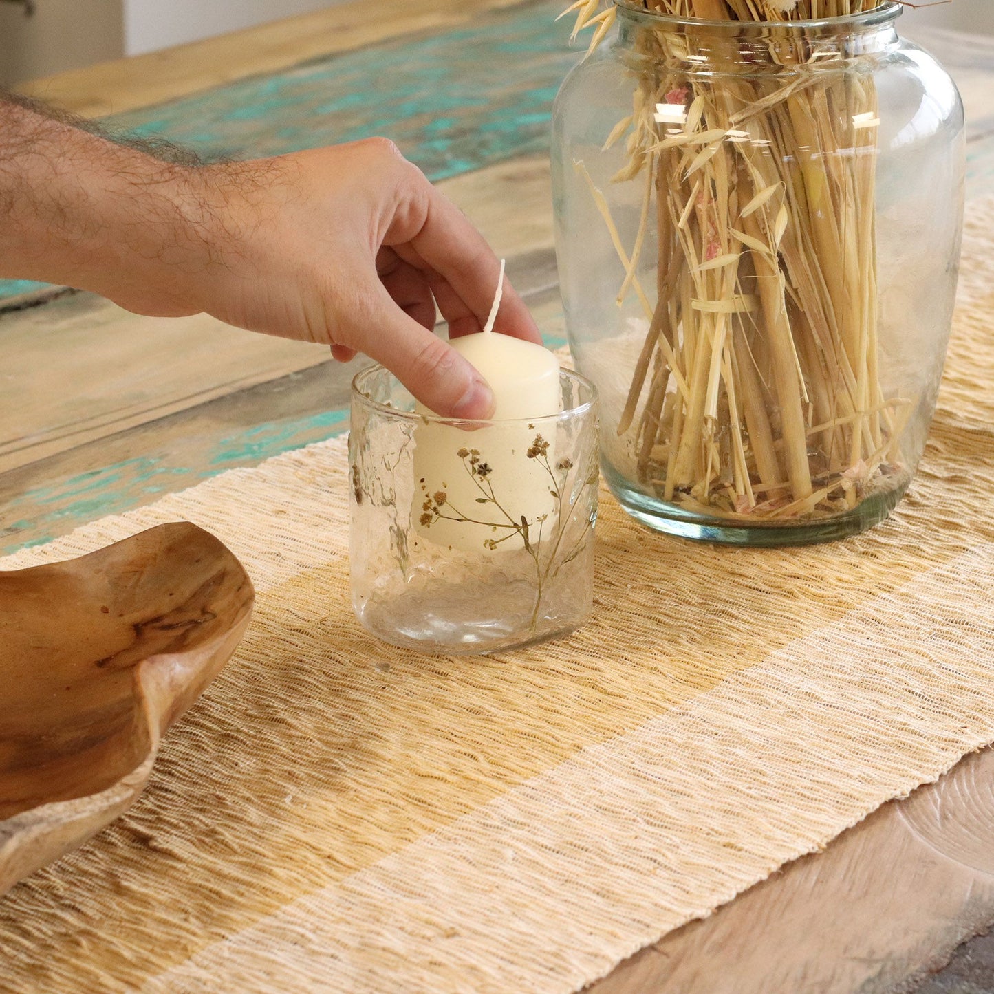 Floral Glass Candle Holder – Margarita Straight (8 x 8cm)