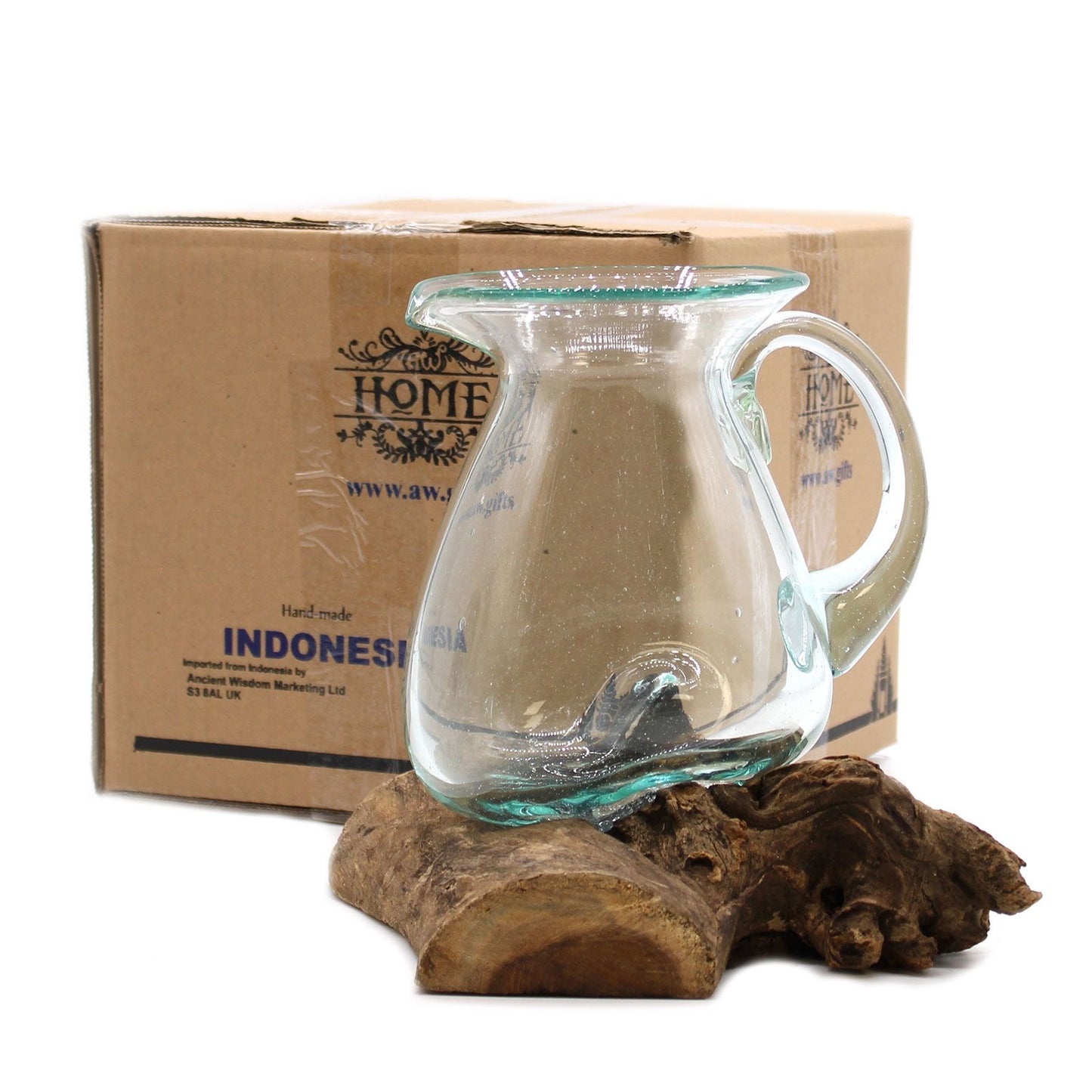 Molten Glass on Wood Water Jug 0.6L