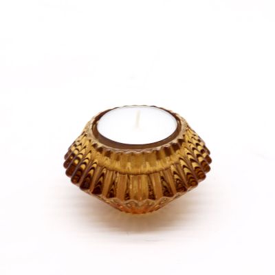 Flower Design Reversible Candle/Tealight Holder – Antique Amber