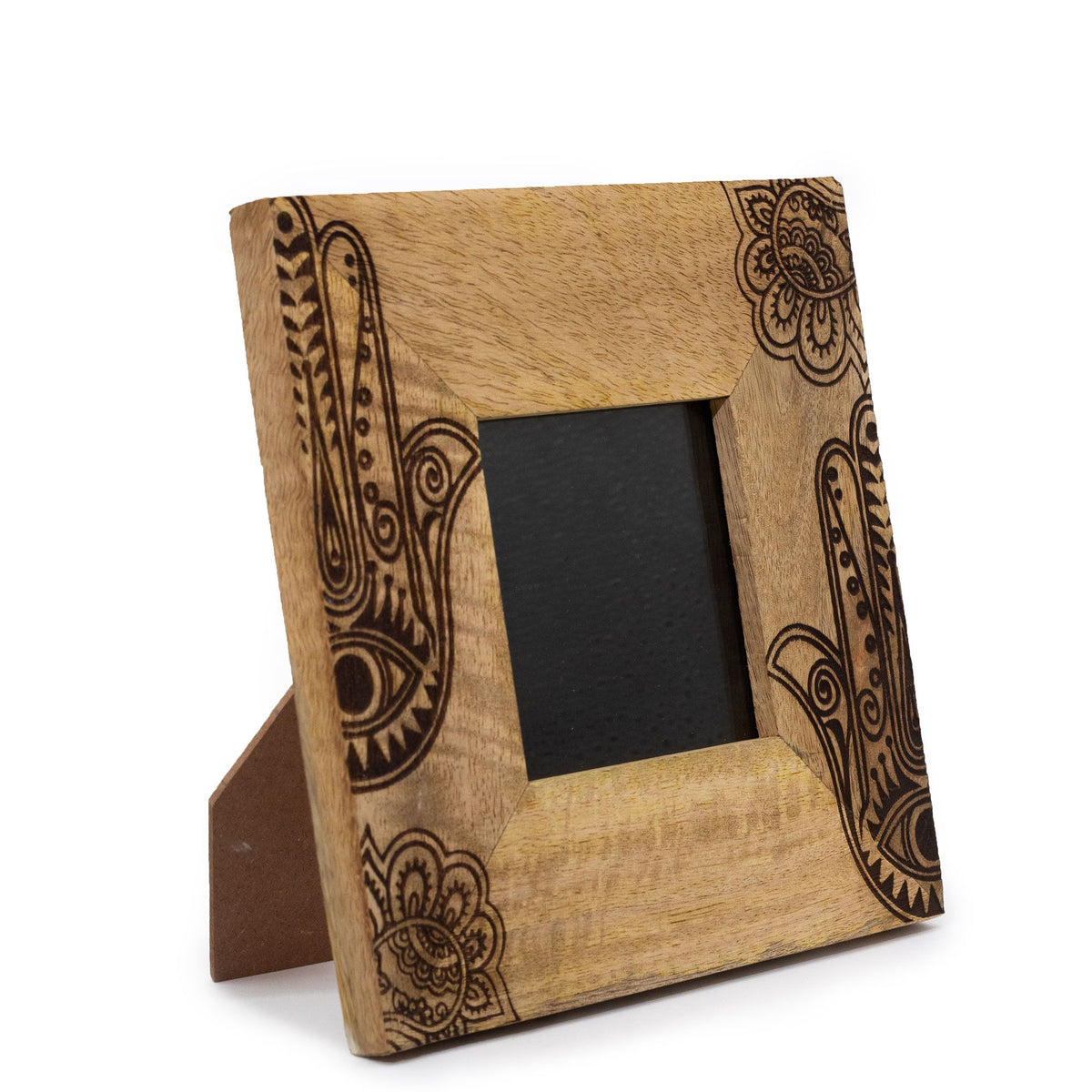 Hamsa Mango Wood Photo Frame 10x10cm – Black Design